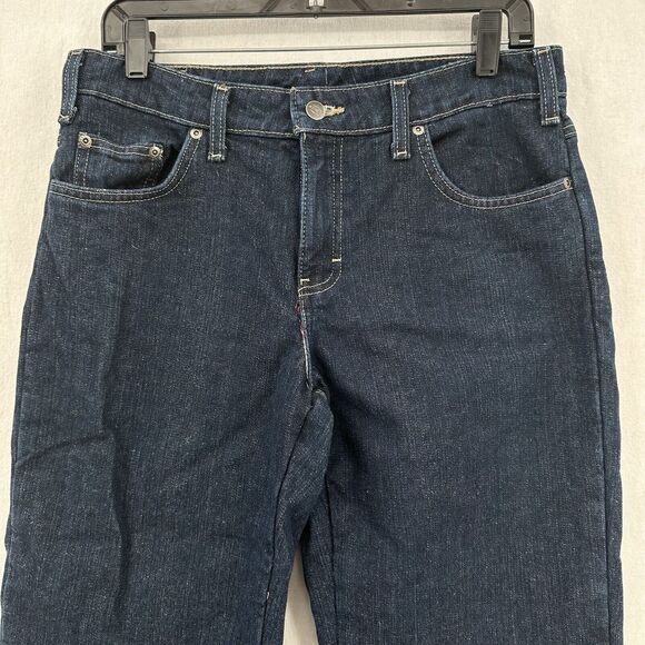 Dickies Flannel Lined Jeans Women 8 Relaxed Fit Straight Blue Denim Plaid Hemmed - Picture 4 of 12